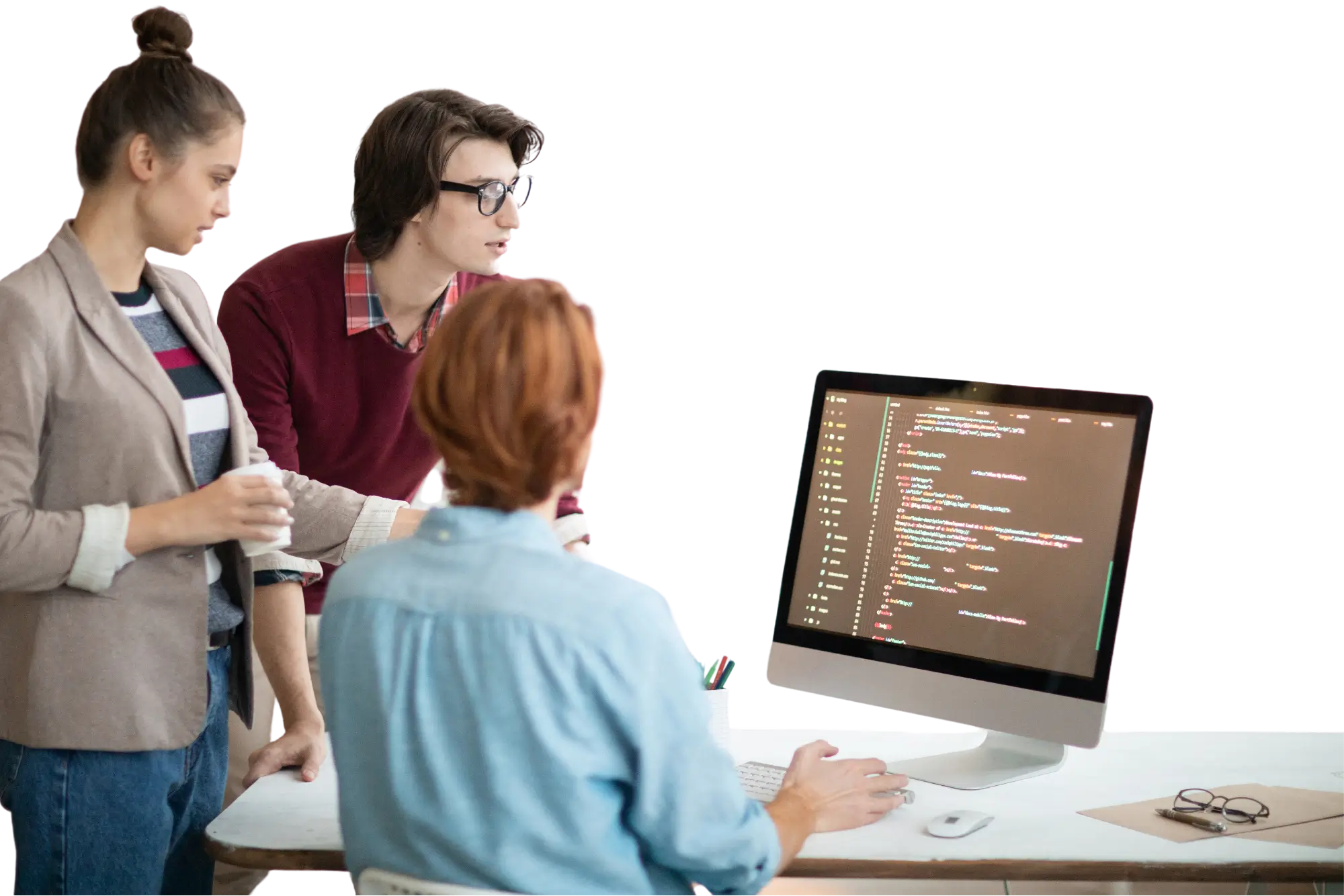 Team reviewing code together